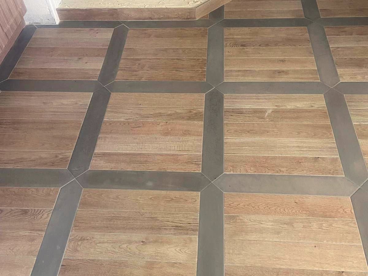 Finished tile floor installed by our team