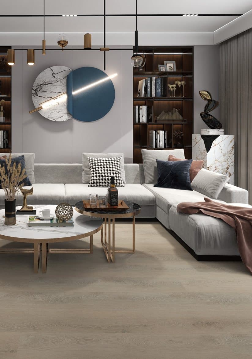 Room with Light Beige Builder flooring