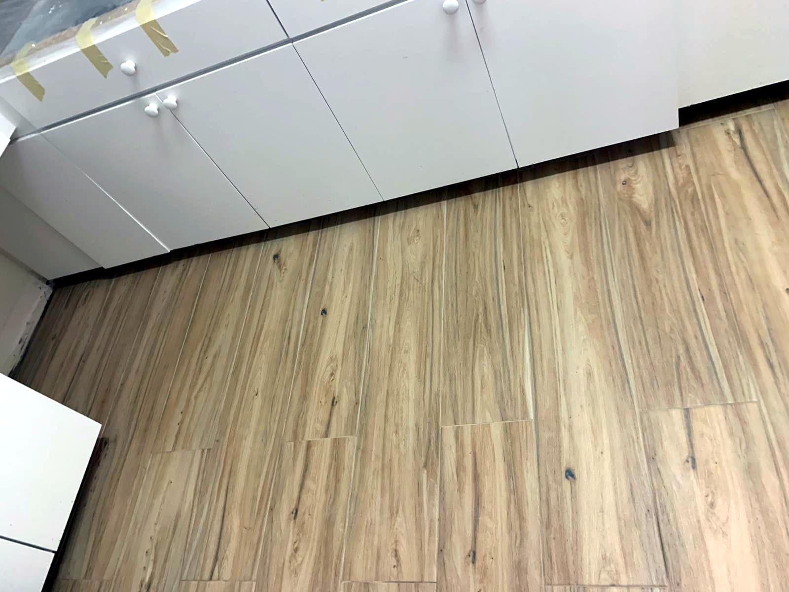 Close-up of a vinyl plank floor finish