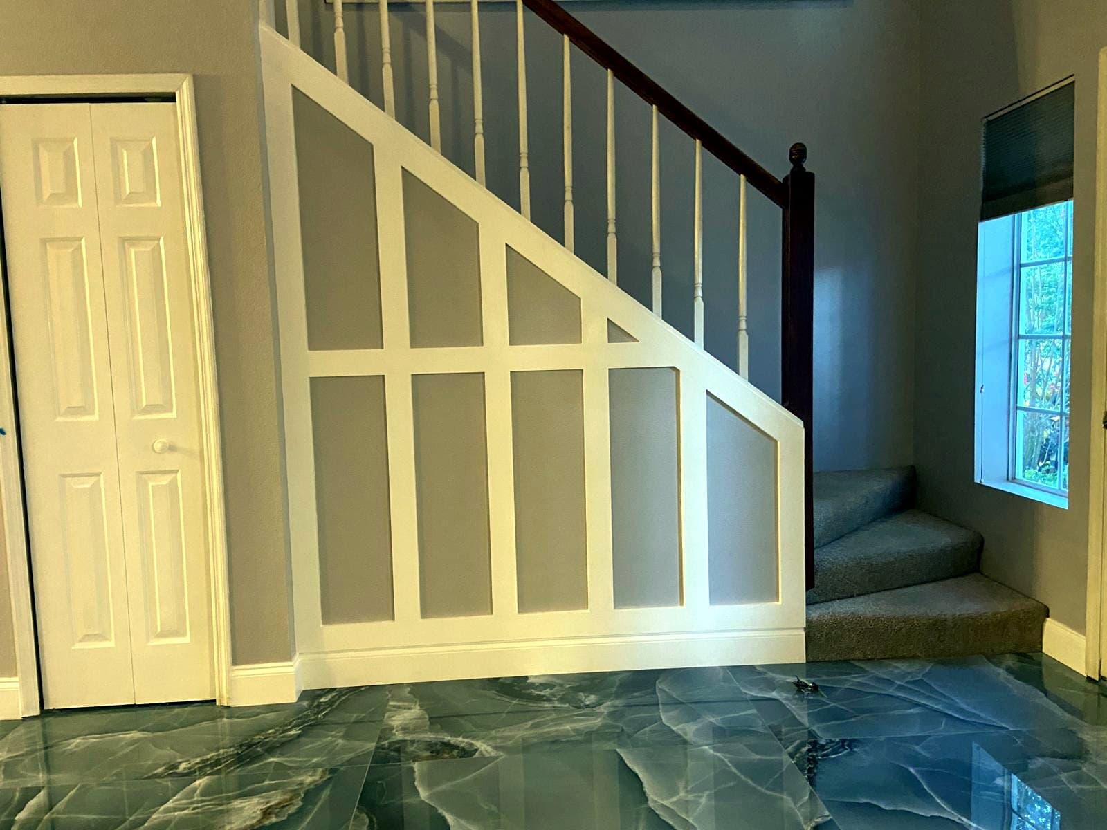 Marble-look stairs: Marble-look tile on stairs, photo 3